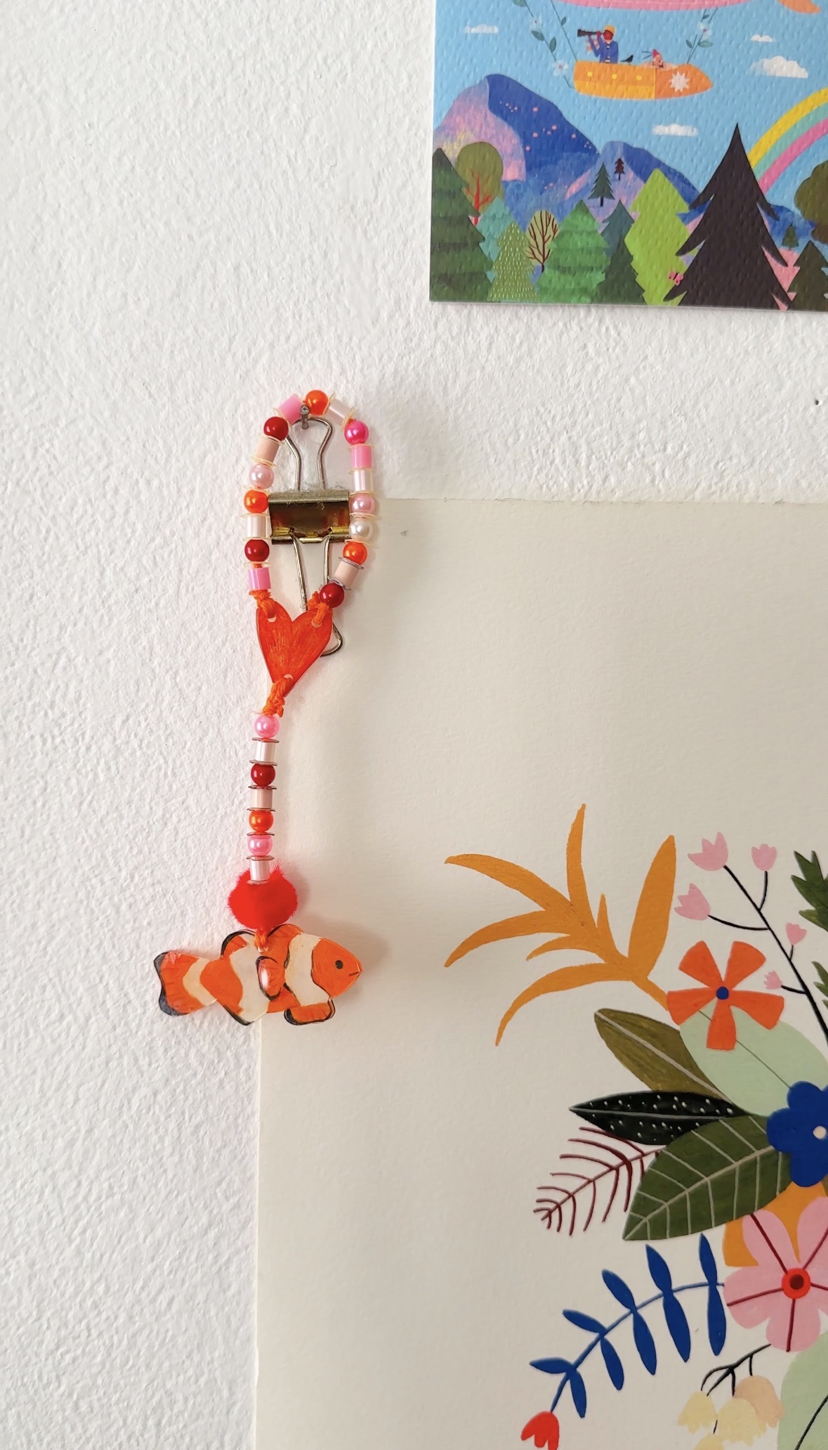 Décoration à suspendre - Poisson clown & cœur