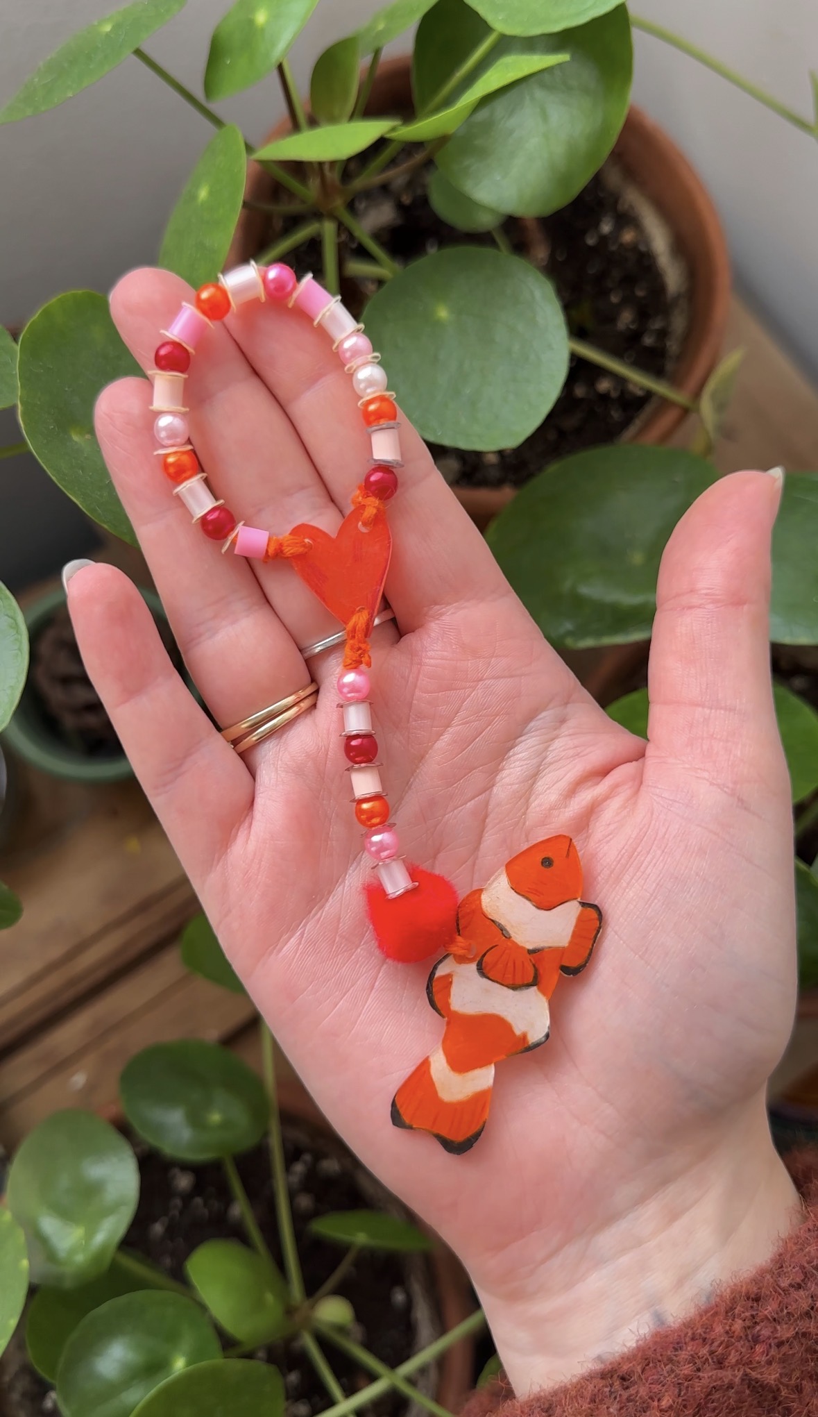 Décoration à suspendre - Poisson clown & cœur